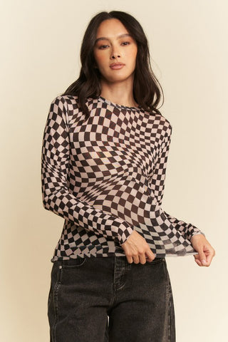 Checkered Mesh Top