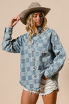 ***PREORDER***Checkered Denim Shacket